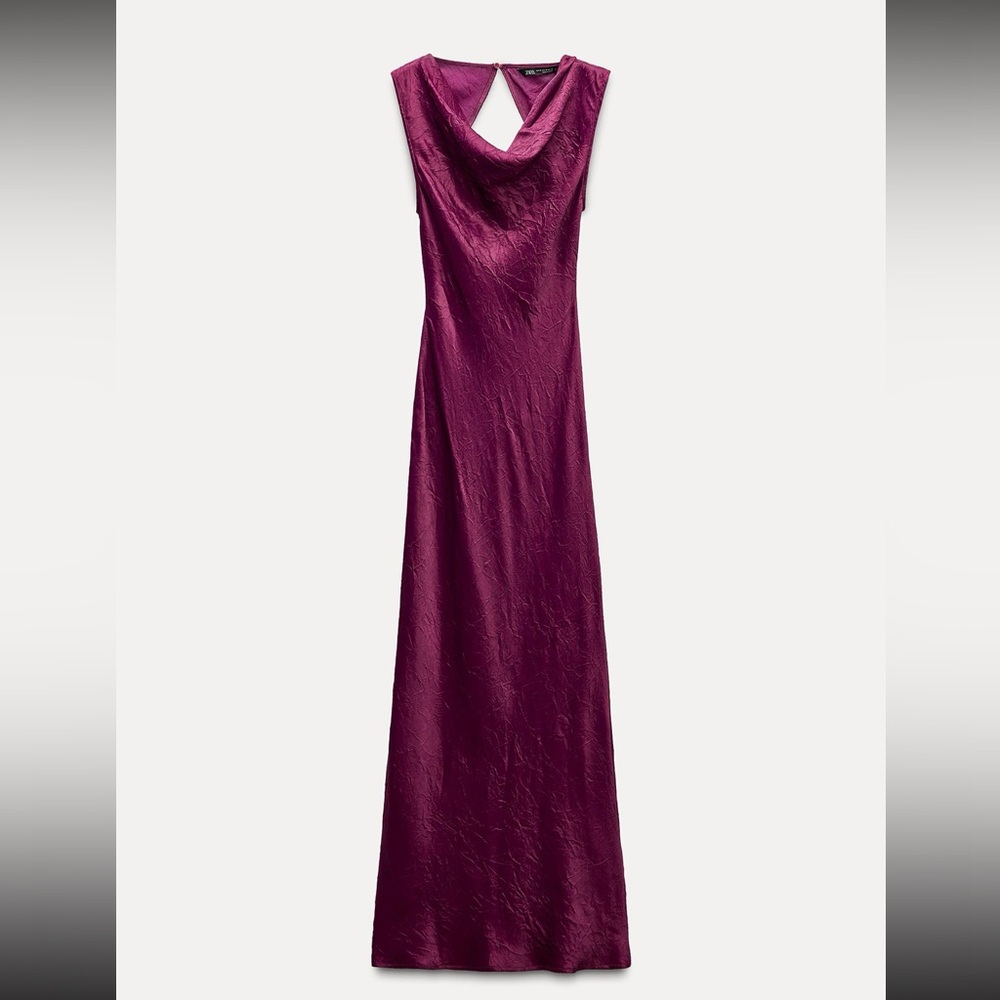 NWT Zara Satin Effect Open Back Dress - Picture 5 of 13